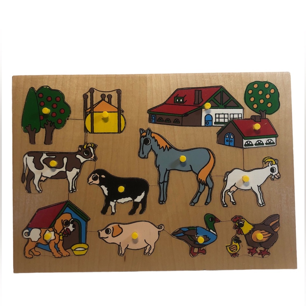 Vintage Wooden Farm Puzzle 12 Pieces
